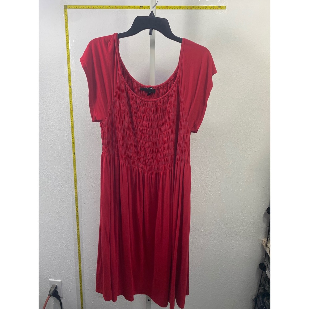 Lane Bryant Red Smocked Bodice Dress Plus Size 18/20 Short Sleeve Scoop Neck
